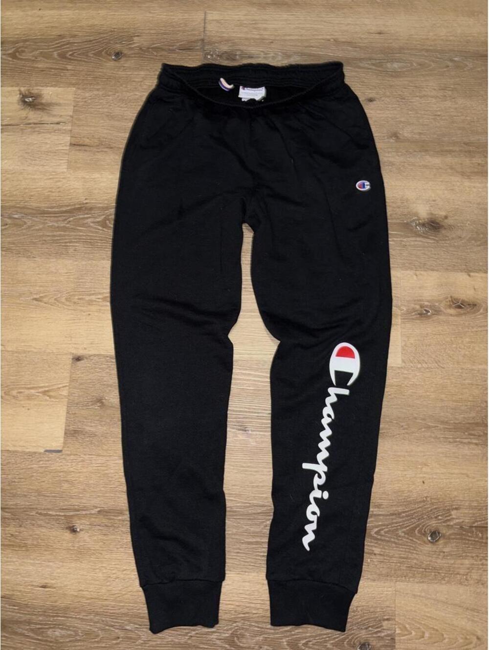 Champion Script Logo Black Jogger Sweatpants Men’s Large